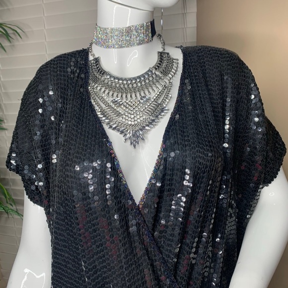 Black Sequence Dress 1920’s Style Size 8 - Picture 3 of 16